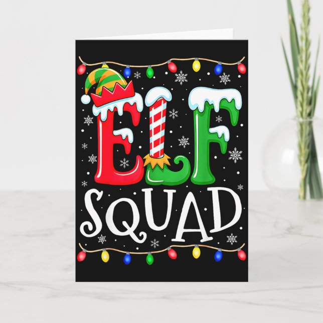 Family Christmas Matching Pajamas Elf Xmas Squad  Card (Front)