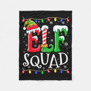 Family Christmas Matching Pajamas Elf Xmas Squad Fleece Blanket