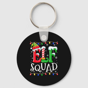 Family Christmas Matching Pajamas Elf Xmas Squad Keychain