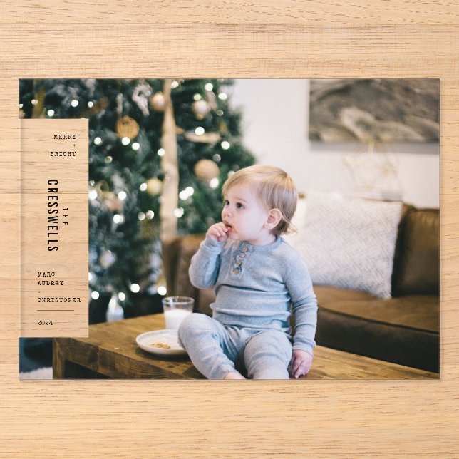 Family Christmas Minimalist Aesthetic Photo Acrylic Invitations (Front)
