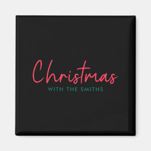Family Christmas Modern Minimalist Family Name  Magnet