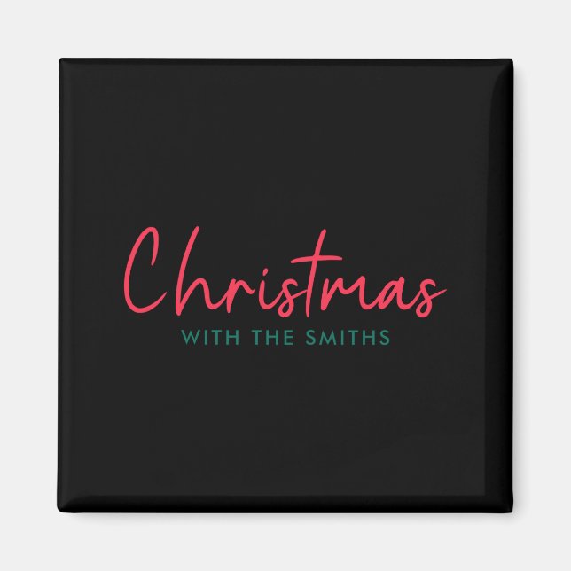 Family Christmas Modern Minimalist Family Name  Magnet (Front)