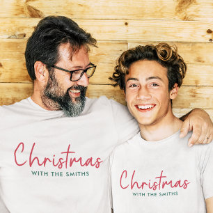 Family Christmas Modern Minimalist Family Name T-Shirt