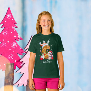 Family Christmas Monogram Gingerbread Girl T-Shirt