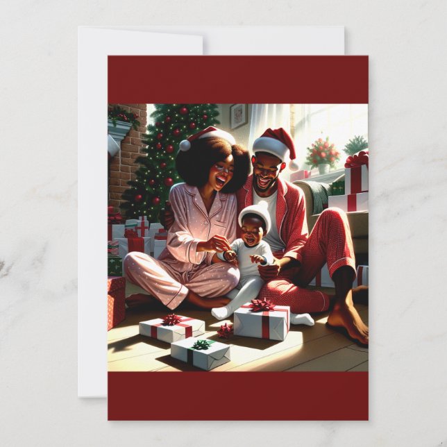 Family Christmas Morning Bliss Holiday Card (Front)