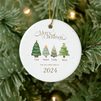 Family Christmas Ornament, Personalized Family Ceramic Ornament