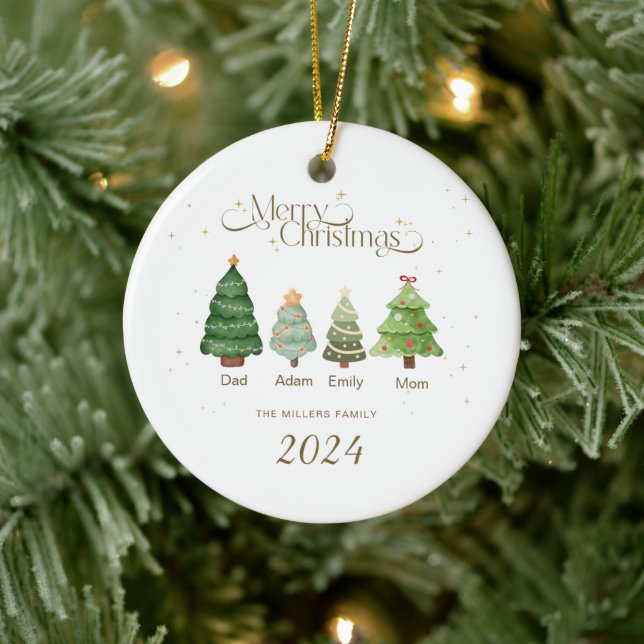 Family Christmas Ornament, Personalized Family Ceramic Ornament (Tree)