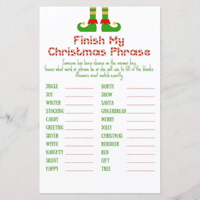 Family Christmas Party Game PRINTED (Front)