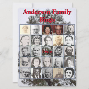 Family Christmas Party Photo Bingo Snowy Tree