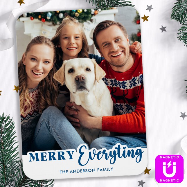 Family Christmas Personalized Modern Simple Photo Magnet (Creator Uploaded)