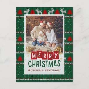 Family Christmas Photo Card with Knitted Sweater 
