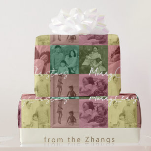 Family Christmas Photo Collage gift wrap 