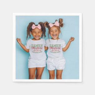 Family Christmas Photo Holiday Napkin
