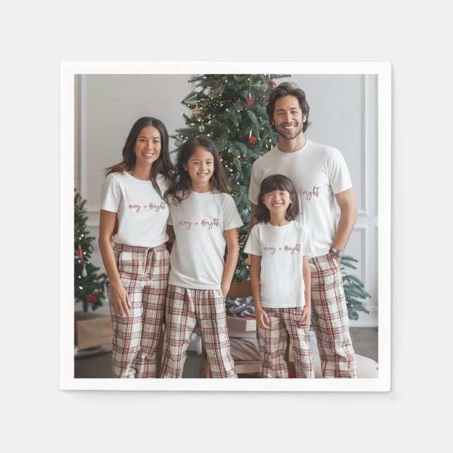 Family Christmas Photo Holiday Napkin (Front)