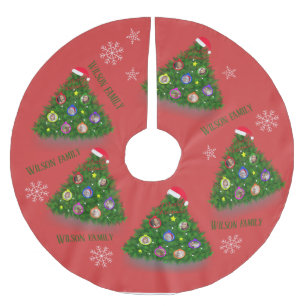 Family Christmas photo on Christmas Tree Brushed Polyester Tree Skirt