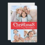 FAMILY CHRISTMAS PHOTO stylish typography red Holiday Card<br><div class="desc">by kat massard >>> www.simplysweetPAPERIE.com <<< An elegant, typography design featuring the quote Christmas Wishes. Multi photo option for your beautiful family. TIPS 1. To resize / reposition the photo hit the "customise it" button. 2. You can also change the fonts, move and add more text! NEED HELP GETTING YOUR...</div>