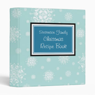 Family Christmas Recipe Binder Blue Snow