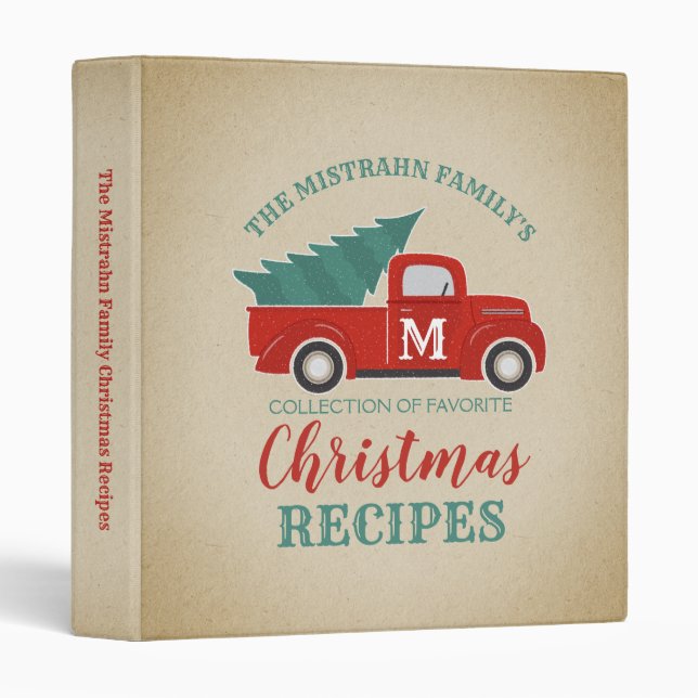 Family Christmas Recipes Book Cookbook Binder (Front/Spine)