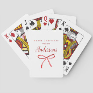 Family Christmas - red ribbon Playing Cards