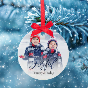 Family Christmas Red Snowflake Pattern Ceramic Ornament