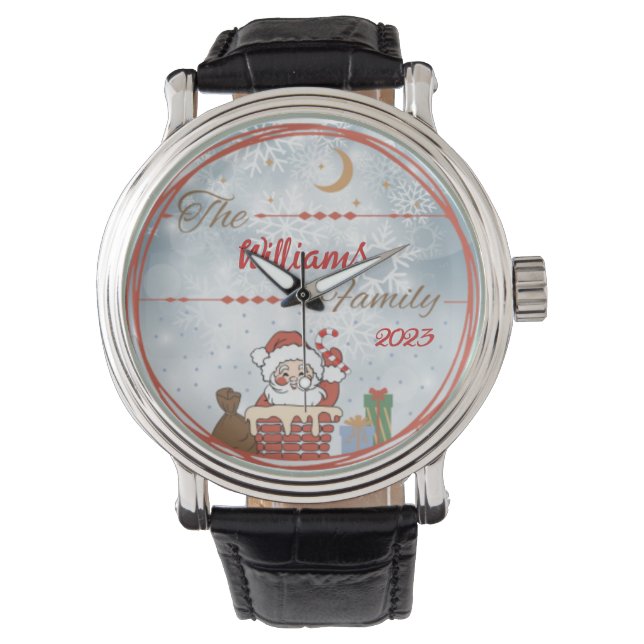 Family Christmas Santa down the Chimney  Watch (Front)