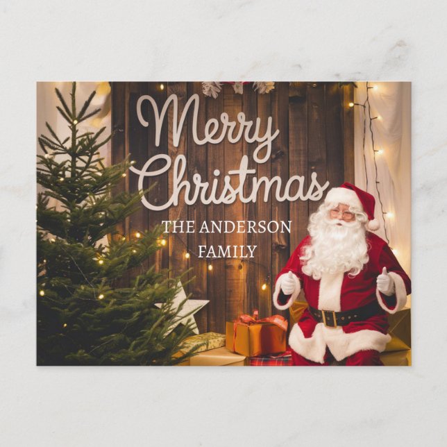 Family Christmas Santa with Presents Personalized  Postcard (Front)