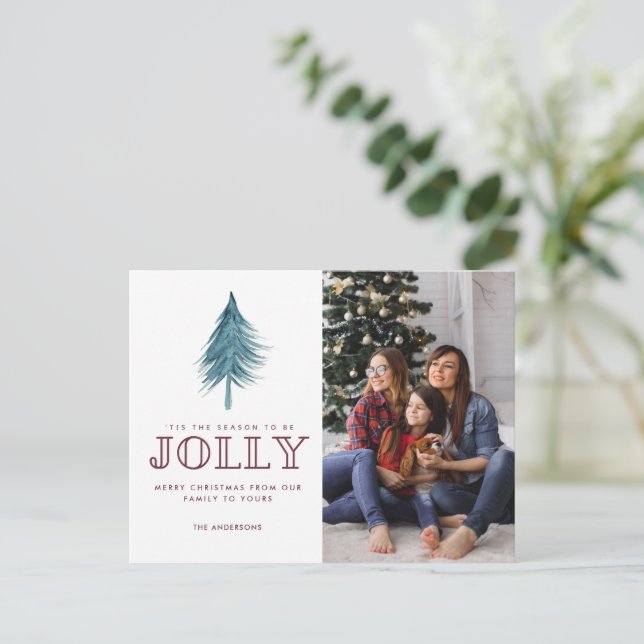 Family Christmas Season to Be Jolly Photo  Holiday Postcard (Standing Front)