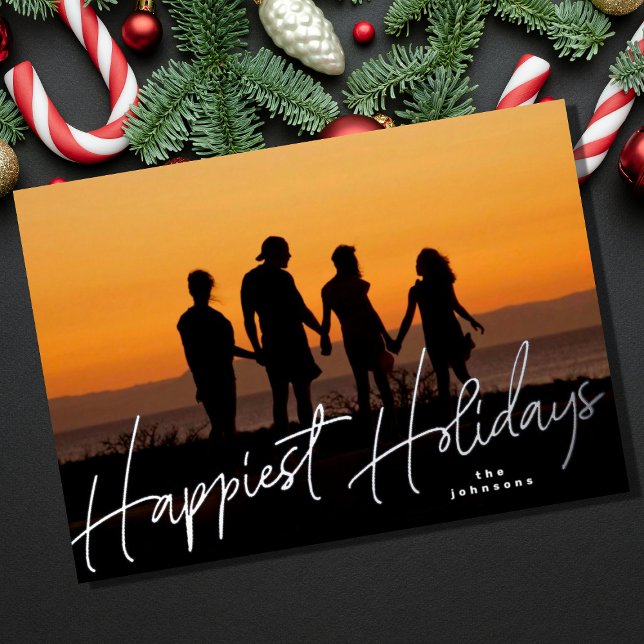 Family Christmas Silver Photo Foil Holiday Card (Creator Uploaded)