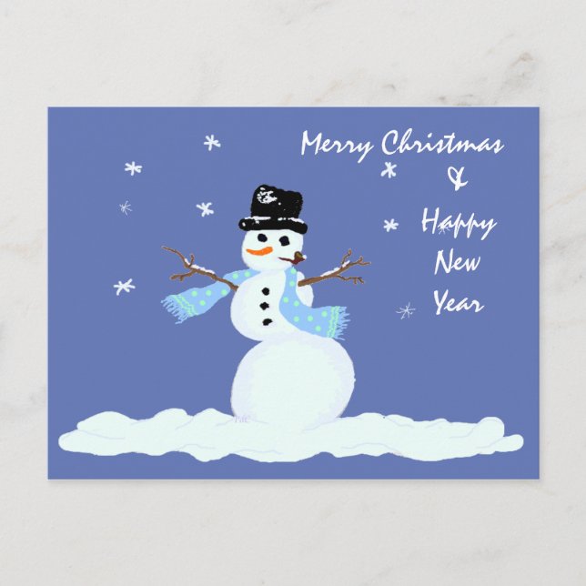 Family Christmas Snowman Holiday Postcard (Front)