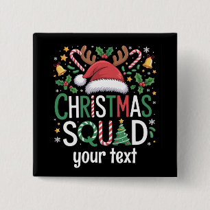 Family Christmas Squad Personalized 2025 Matching 2 Inch Square Button