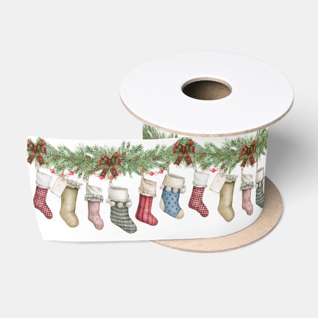 Family Christmas Stockings Satin Ribbon (Spool)