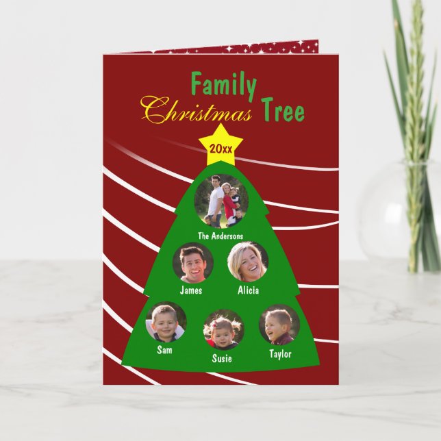 Family Christmas Tree Custom Photo Greeting Card (Front)