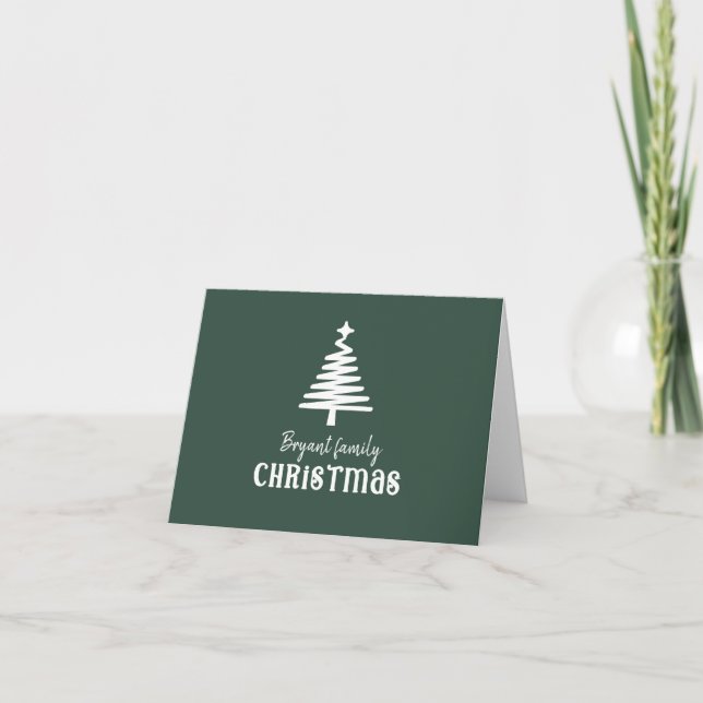 Family Christmas tree green Holiday Card (Front)