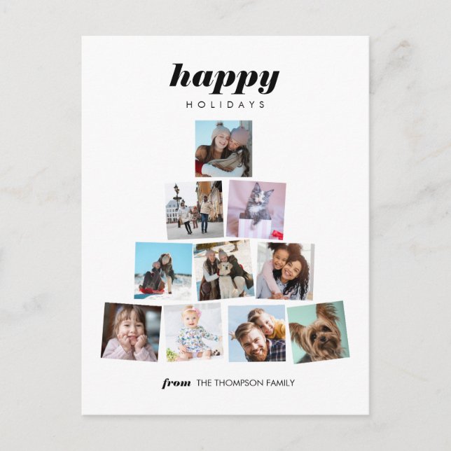 Family Christmas tree photo Collage Holiday Postcard (Front)