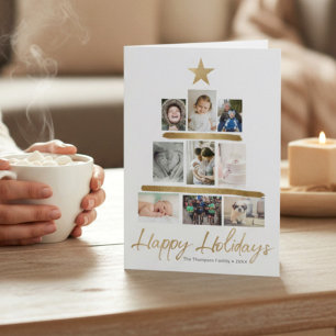 Family Christmas tree photo Collage Year Review Holiday Card