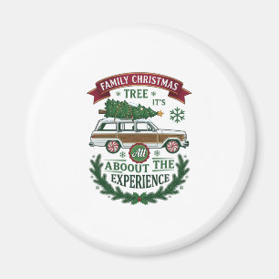 Family Christmas Tree Station Wagon Pine Wreath Magnet