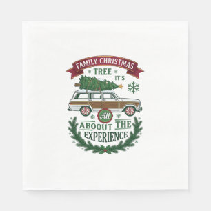 Family Christmas Tree Station Wagon Pine Wreath Napkin