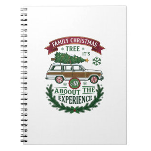 Family Christmas Tree Station Wagon Pine Wreath Notebook