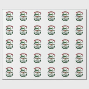 Family Christmas Tree Station Wagon Pine Wreath Wrapping Paper