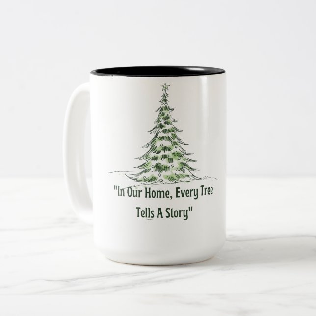 Family Christmas Tree Story Gift - t-shirt Two-Tone Coffee Mug (Front Left)