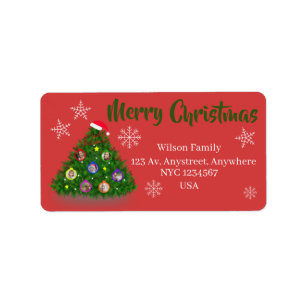 Family Christmas Tree with photos  Label