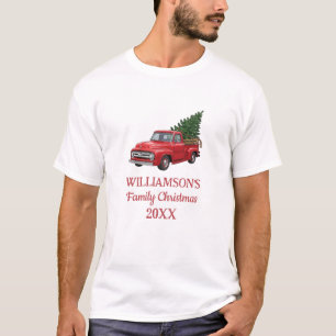 Family Christmas Vintage Truck Personalized T-Shirt