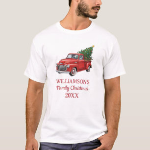 Family Christmas Vintage Truck Personalized T-Shirt