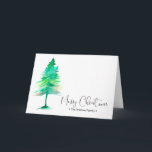 Family Christmas Watercolor Pinetree, Personalized Holiday Card<br><div class="desc">The smell of pine is so distinct with Christmas,  send your family warm wishes this season with this watercolor painting. Customize with your family name,  photo,  greeting and sign-off. Available in different sizes.</div>