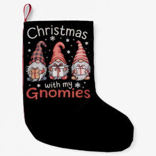 Family Christmas WIth My Gnomies Buffalo Plaid Small Christmas Stocking