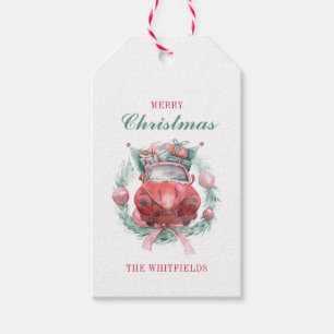 Family Christmas Wreath Holiday Gift Tags