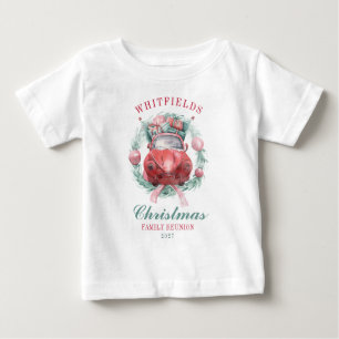 Family Christmas Wreath Red Car Matching Holiday Baby T-Shirt