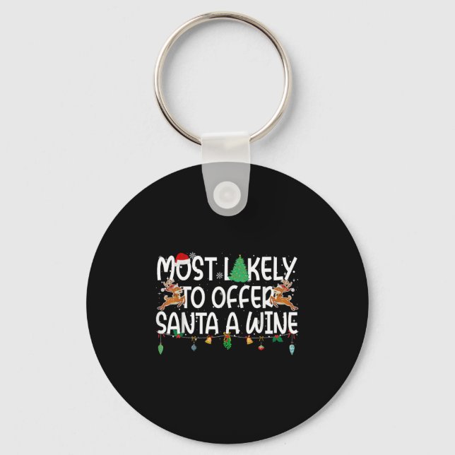Family Christmas Xmas Most Likely To Offer Santa A Keychain (Front)