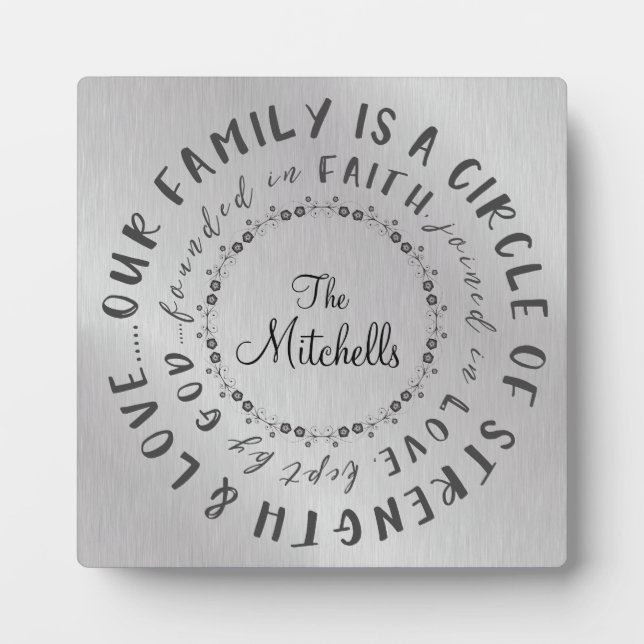 Family; Circle of Love, Founded in Faith Quote Plaque (Front)