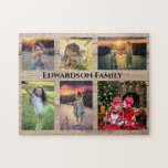 Family collage 6 photos and family name jigsaw puzzle<br><div class="desc">Family name,  custom photo collage jigsaw puzzle
You can personalize it and add your most beautiful photos,  family name and text. Great fun !</div>